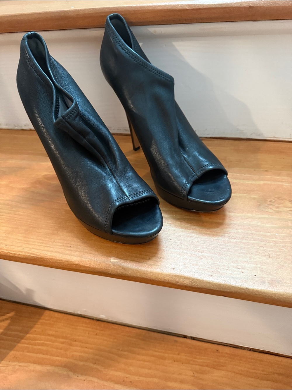 Women's Black Peep-Toe Stiletto Booties